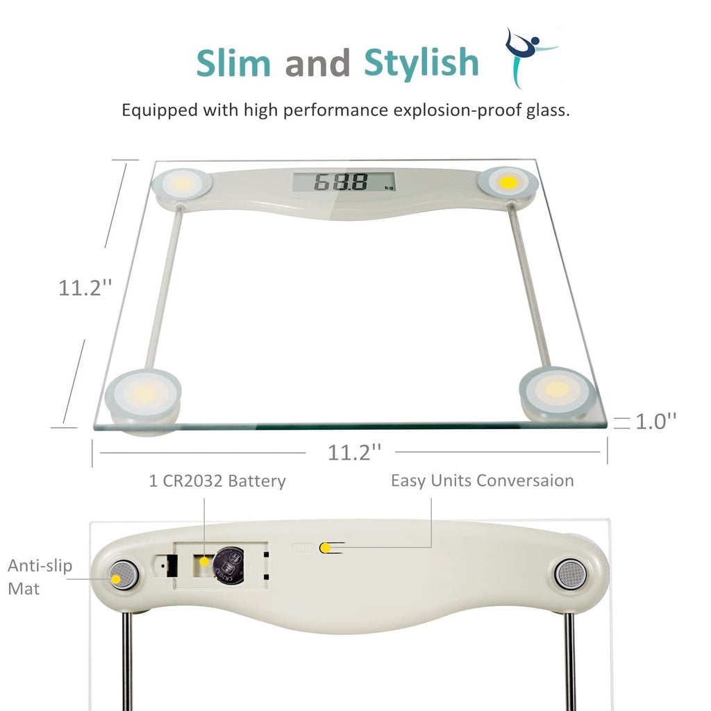 Digital Bathroom Scale for Body Weight Precision Weighing Scale | 0.2lb Increment, Max 330lb, Clear Screen, Step On