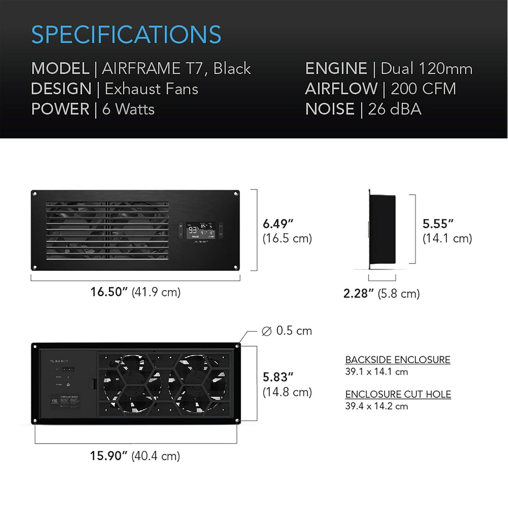 AC Infinity AIRFRAME T7 Black, High-Airflow Cooling Fan System 17"