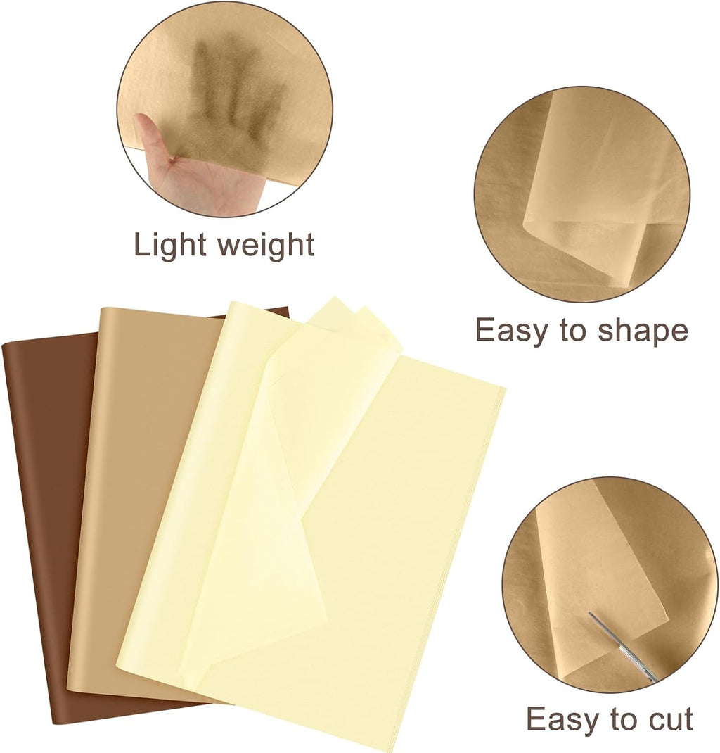60 Sheets Assorted Brown Tissue Paper Set Gift Wrapping Paper