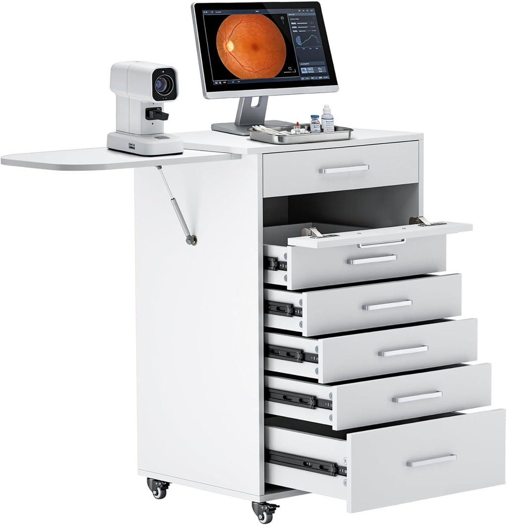 Medication Cart, Medical Rolling Storage Crash Cart with Wheels & Drawers, Ultrasound Nursing Emergency Cart with IV