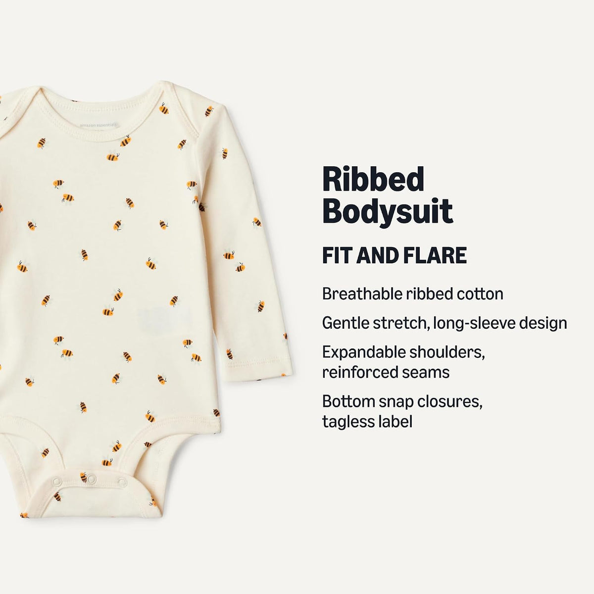 Unisex Babies' Long-Sleeve Cotton Bodysuits, Pack of 6
