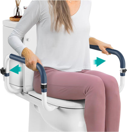 Toilet Safety Rails (250lb) - Adjustable Toilet Safety Rails, Toilet Bar for Elderly Adults, Toilets Rails for