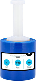 Blue Stretch Wrap, 12 Pack, 5 Inch, 1000 Feet/Roll