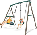 7.5ft Tall Swing Sets for Backyard, 500lbs Heavy Duty Metal Swing Set for Kids and Adults with Spider Swing and Belt