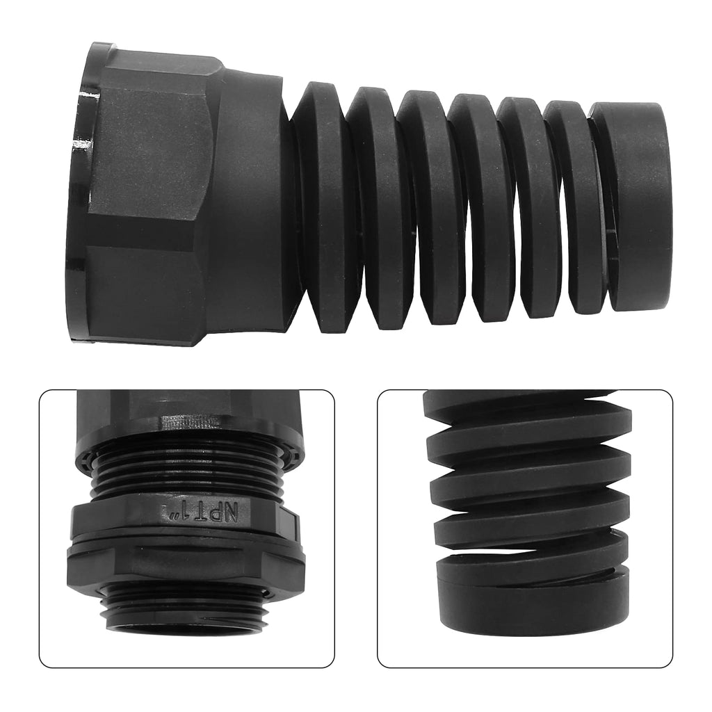 LifCratms 2Pcs NPT 1" Black Cable Gland