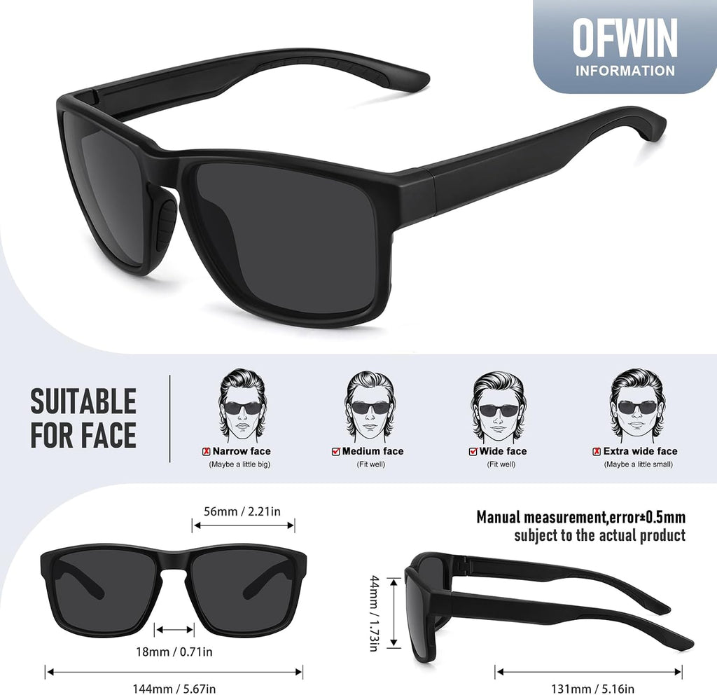 Sports Polarized Sunglasses for Men Women UV Protection Unbreakable Driving Running Fishing Hiking Sun Glasses