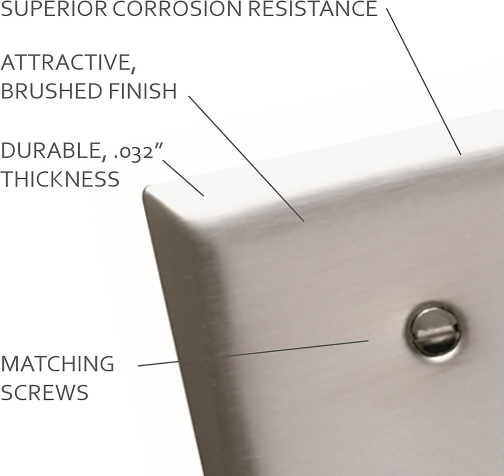 Legrand Pass & Seymour SS771 Stainless Steel Type 302/304 Wall Plate, 1 Gang, One Vertical Louvered Opening, Stainless (1 Count)