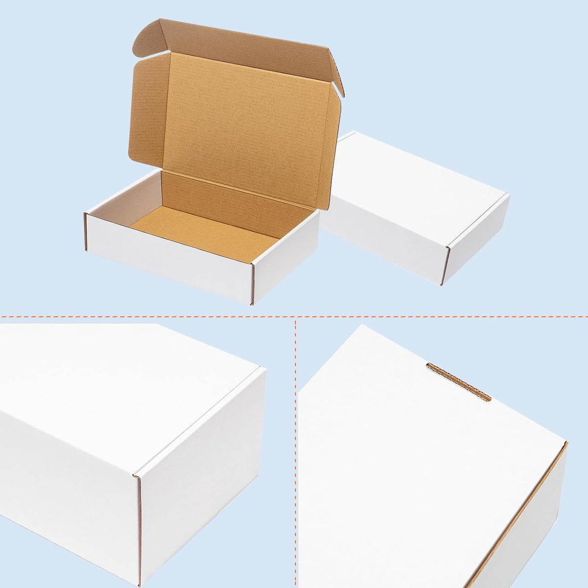 Shipping Boxes 7x5x2" 25 Pack - White Corrugated Cardboard Box Mailers for Small Business, Literature Mailer Box