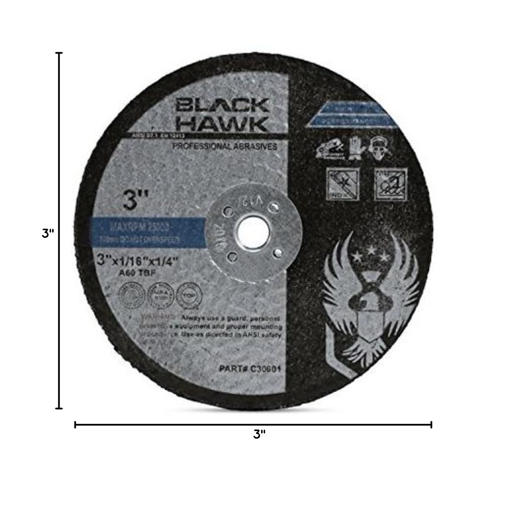 BHA 3 x 1/16 x 1/4 Cut Off Wheels for Die Grinders, Metal - 25 Pack