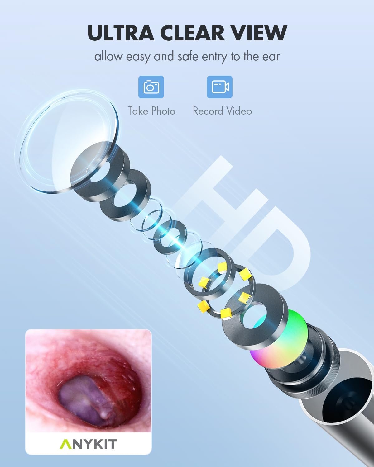 Digital Otoscope Compatible with Android Devices, Ear Camera with Ear Wax Removal Tools, Video Ear Scope Otoscope