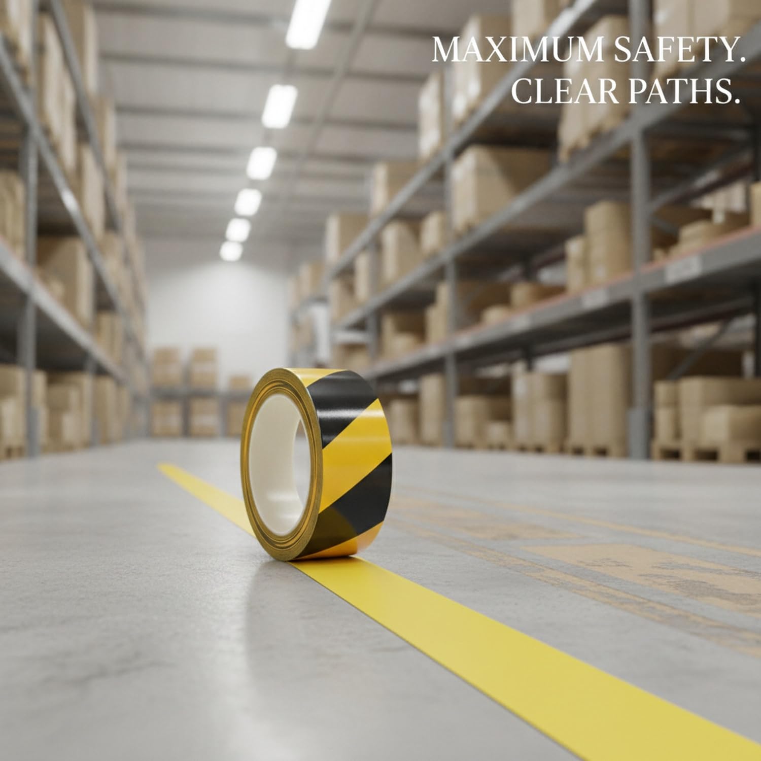 Yellow PVC Floor Marking Tape - Heavy Duty Adhesive for Warehouse Aisles, Factory Walkways & Industrial Safety Zones