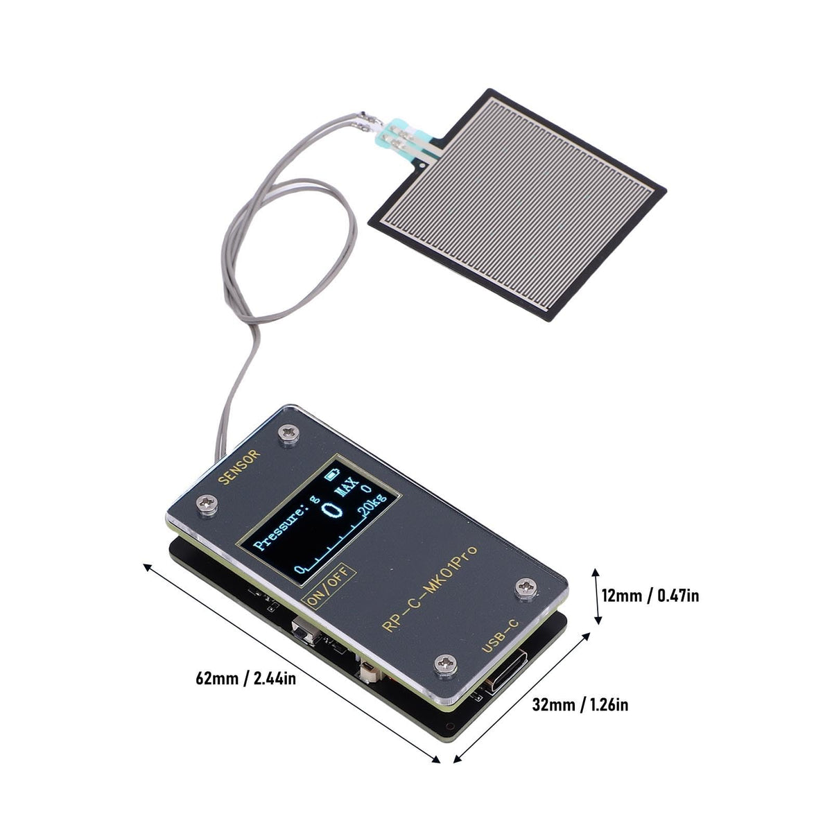 Hilitand Pressure Sensor Display Module Thin Film Pressure Sensor with Display 20KG High Sensitivity Visual Data Collection for RP S40 ST LT Series Sensors
