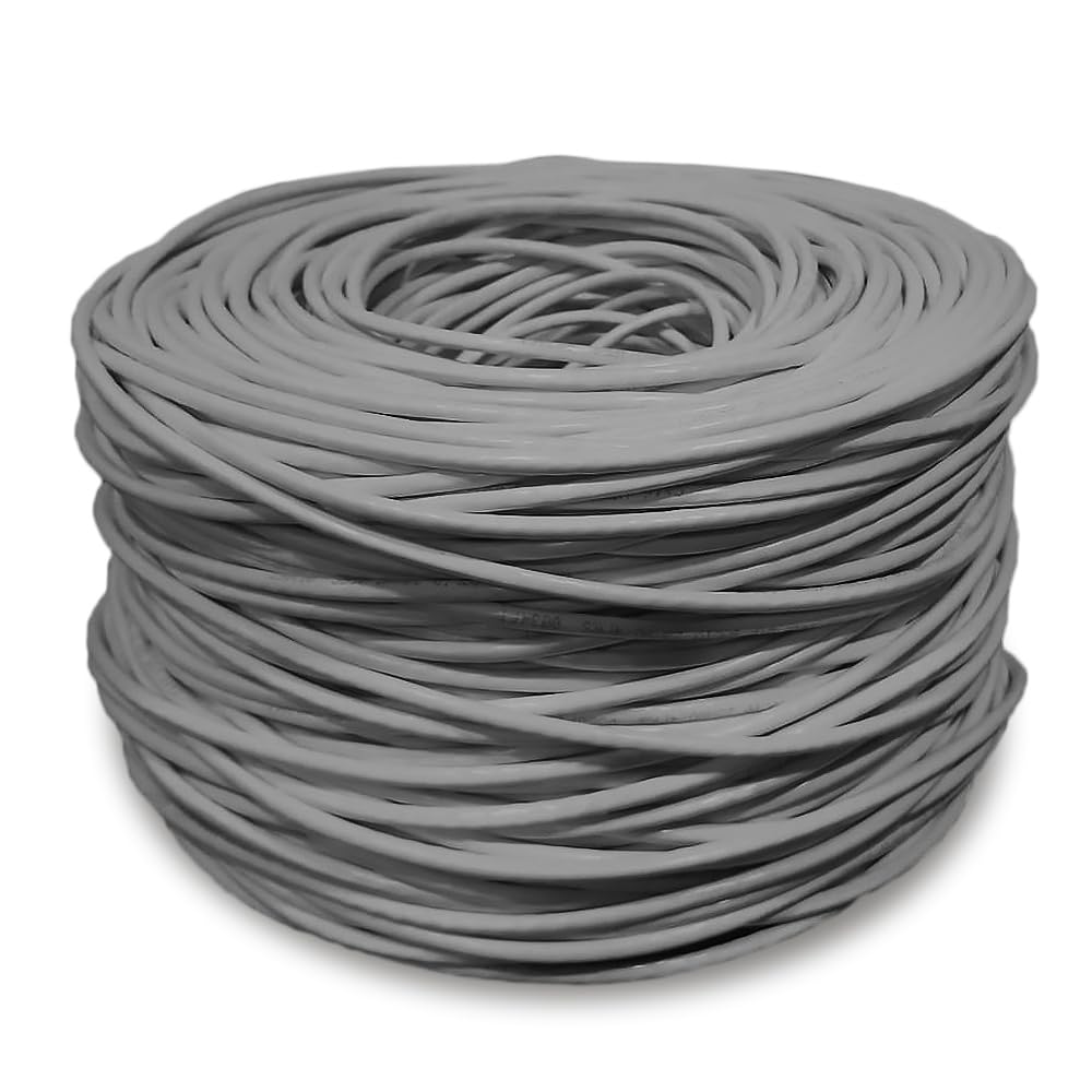 DRIPSTONE 1000ft CAT5e Ethernet LAN Cable 24AWG Solid CCA UTP Wire (Gray)
