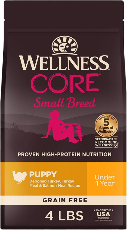 CORE Small Breed Puppy Dry Dog Food, Grain Free Kibble, Natural, High Protein, Turkey and Salmon Recipe, 4 lb Bag