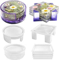 Resin Coaster Molds Set, Upgrade 10 pcs Silicone Coaster Molds Kit Storage Box Mold for Resin Casting, Square Round