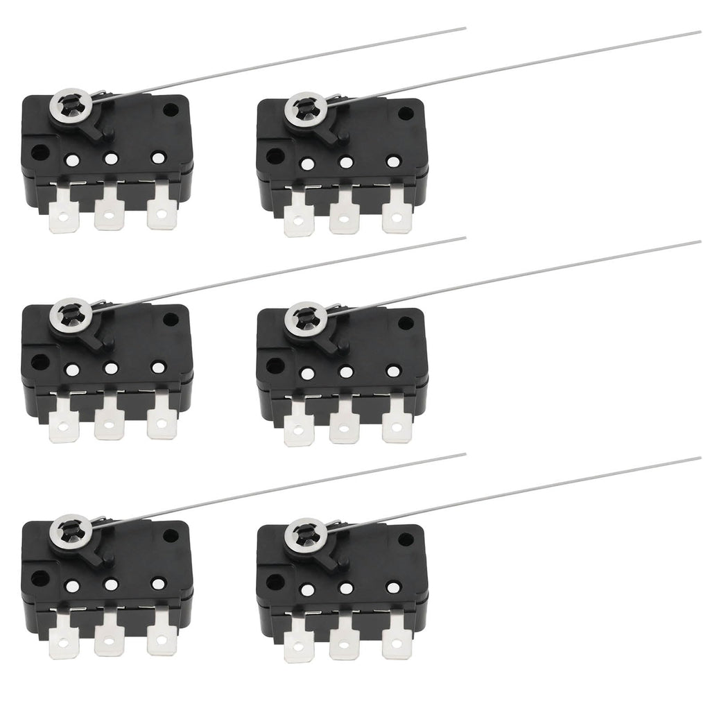YINETTECH 6Pcs 125/250V AC 5A Micro Switch with 3Pin Switching Wire Micro Button Micro Switch Wire for Coin Acceptors Coin Tester Machines