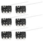 YINETTECH 6Pcs 125/250V AC 5A Micro Switch with 3Pin Switching Wire Micro Button Micro Switch Wire for Coin Acceptors Coin Tester Machines