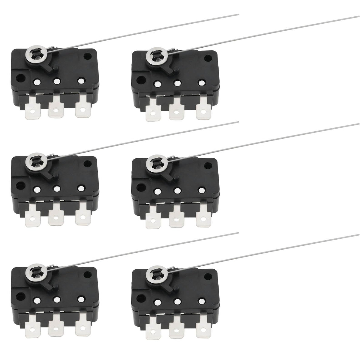 YINETTECH 6Pcs 125/250V AC 5A Micro Switch with 3Pin Switching Wire Micro Button Micro Switch Wire for Coin Acceptors Coin Tester Machines