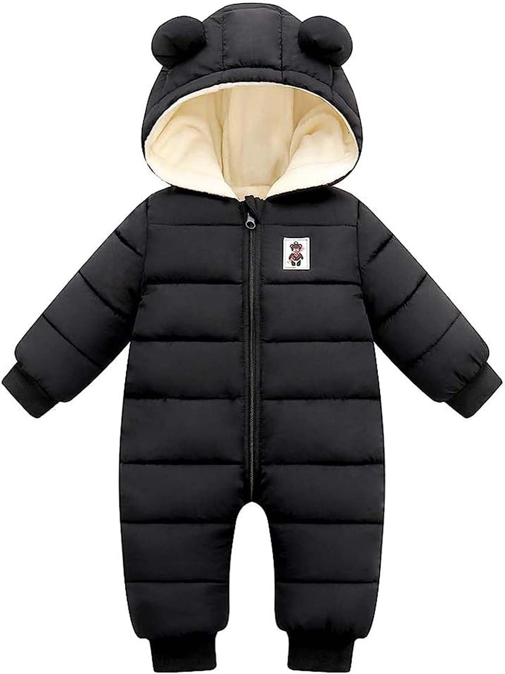 Baby Boys Girls Snowsuit Newborn Cozy Winter Coat Infant Bear Hooded Jumpsuit Toddler Snow Outfit for 0-24 Months