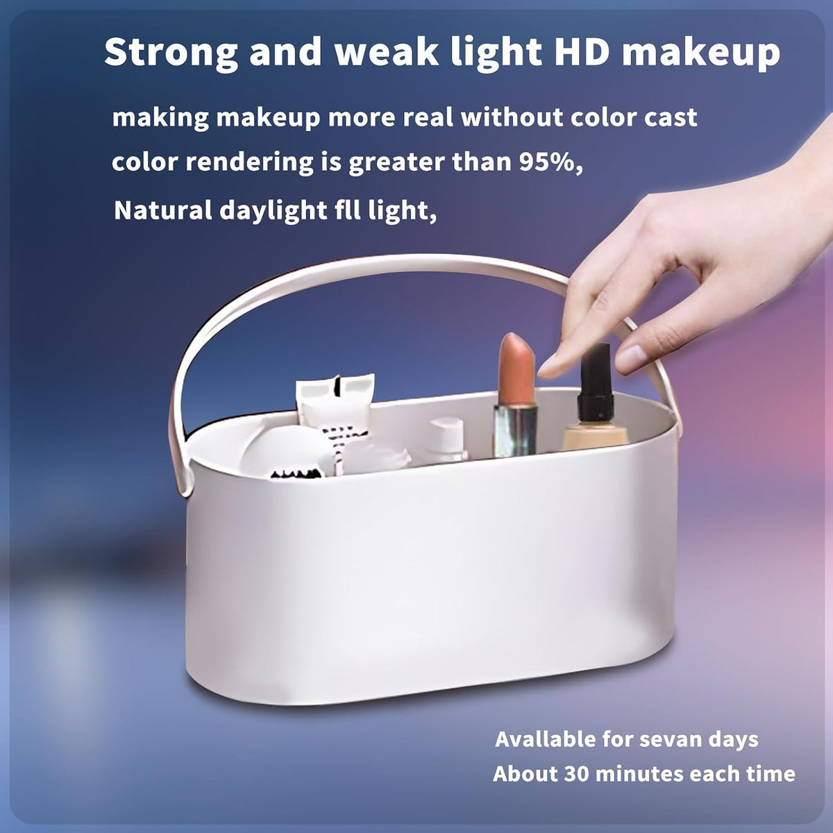 Portable Travel Makeup Organizer Box with LED Lighted Mirror