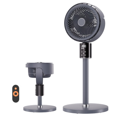 100ft CirculAir Oscillating Standing Fan for Bedroom, Quiet Pedestal Floor Fan with 17"-37.8" Adjustable Height, AC