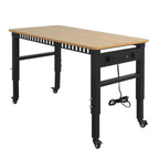 Adjustable Workbench w/Power Strip & Wheels, 48" 2000LBS, Rubber Wood Top