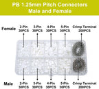 PB1.25 Male and Female Connectors and Crimp Terminal kit Compatible with Molex PicoBlade Connectors Plugs 1.25mm Pitch for Pixhawk 2.4.8 Drone Flight Controller