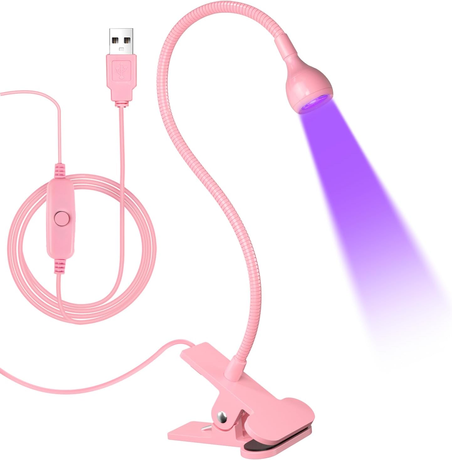 LED Nail Lamps Flexible Gooseneck Lamp Gel Polish Curing Light Pink | Quicky Dry Nail Manicure Dryer Plug Play