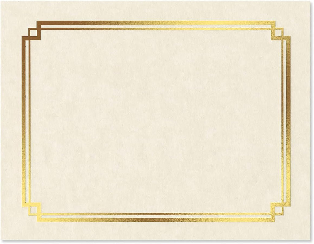 Gold Foil on Cream Certificate Paper - Pack of 25, 8-1/2" x 11" Parchment, Laser & Inkjet Printer Compatible