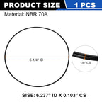uxcell 1Pcs AS-164 NBR 70A O-Rings 6-1/4"ID x 3/32"CS/6.237"ID x 0.103"CS