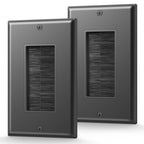 LEENUE Brush Wall Plate, Single Gang Cable Pass Through, 2 Pack, Black