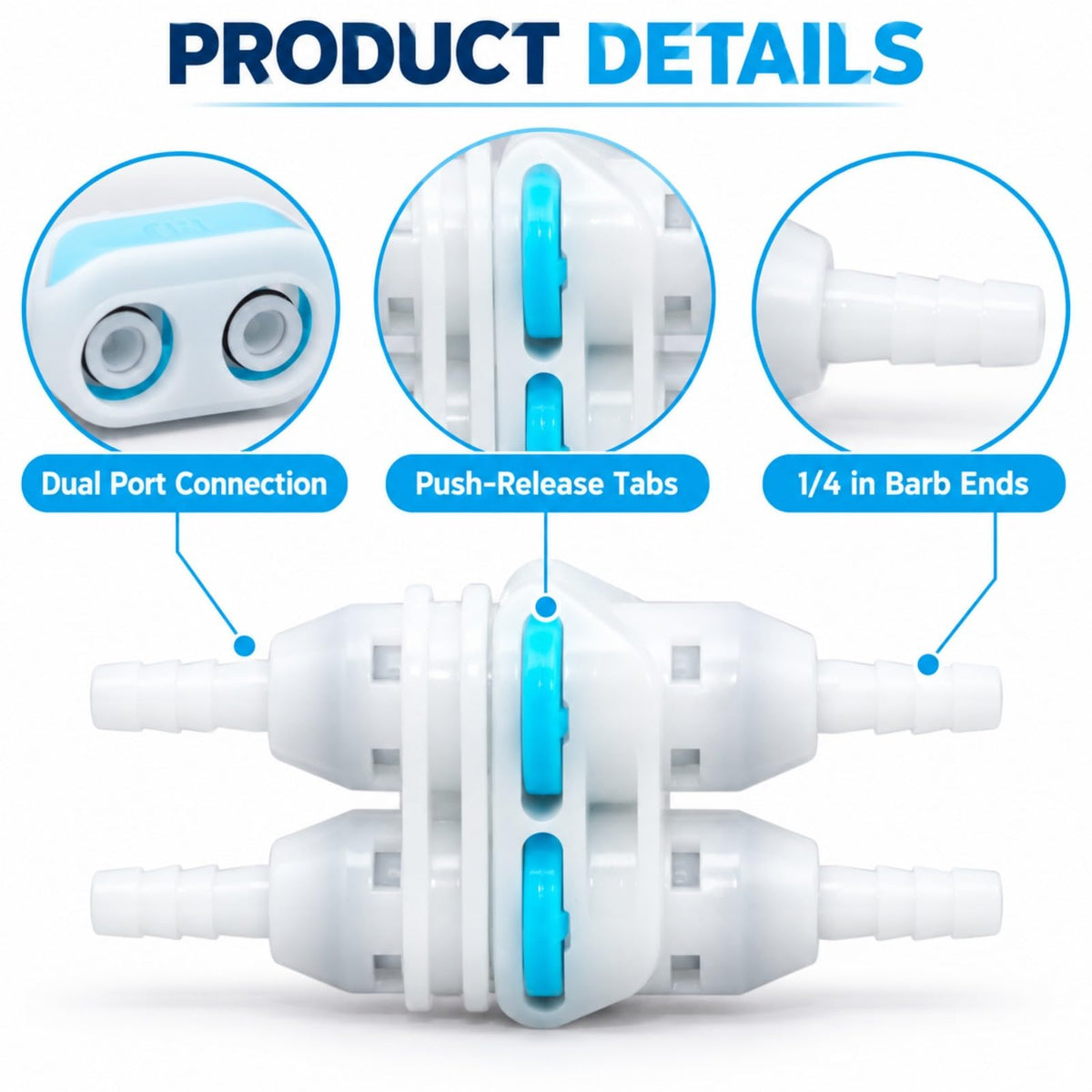 1PCS Dual Path 1/4 Inch Quick Disconnect Hose Fitting Connector
