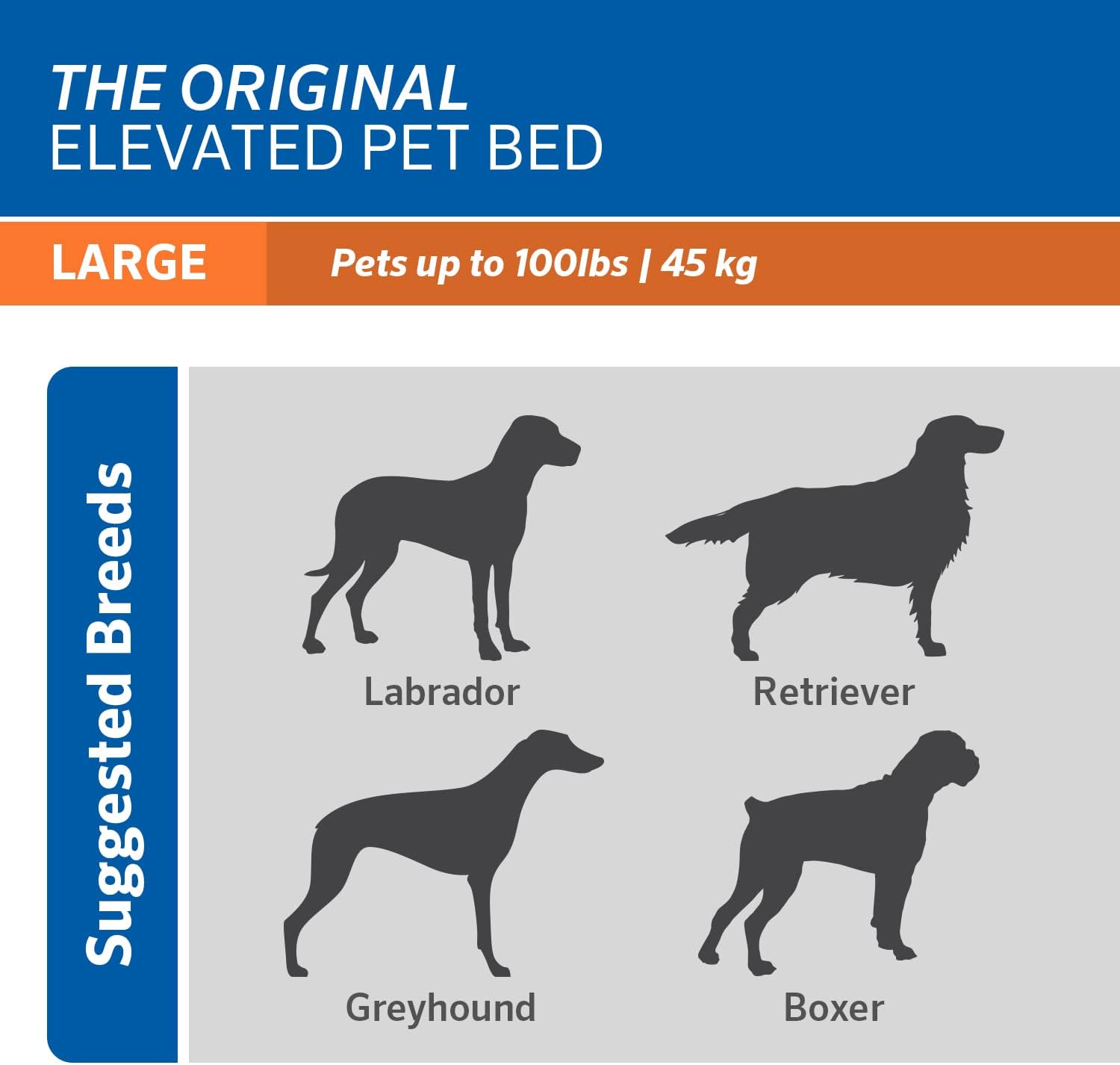 Original Elevated Dog Bed - Breathable Off-The-Ground Pet Bed with Cooling Fabric, Joint Relief & Moisture-Resistant