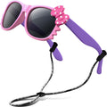 Kids Sunglasses for Girls Boys with Strap Polarized UV Protection Flexible Rubber Shades RBK002