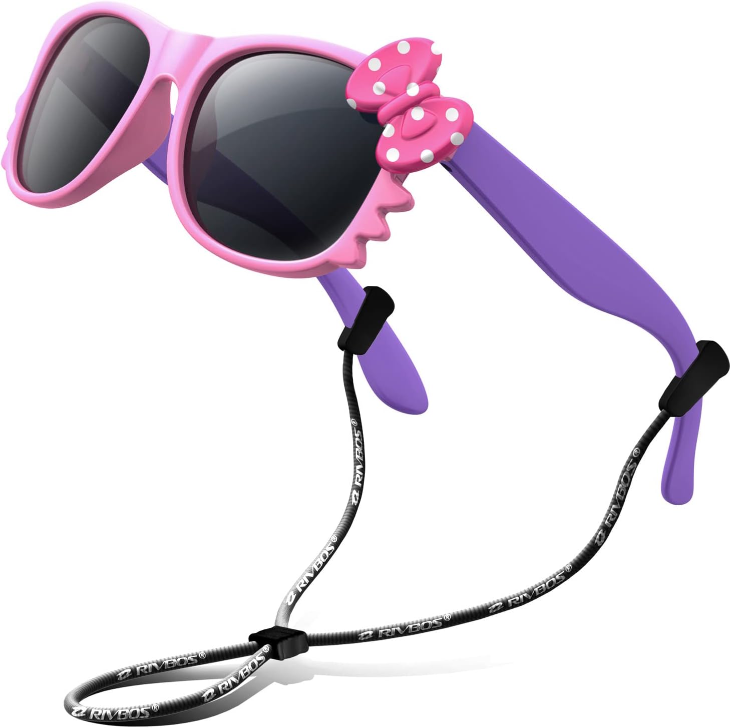 Kids Sunglasses for Girls Boys with Strap Polarized UV Protection Flexible Rubber Shades RBK002
