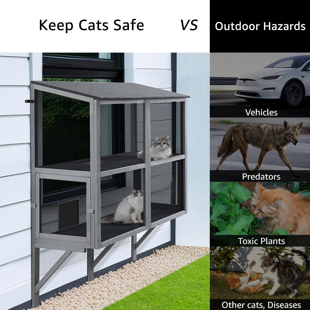 Bug Proof Window Catio, Expandable Outdoor Cat Enclosure