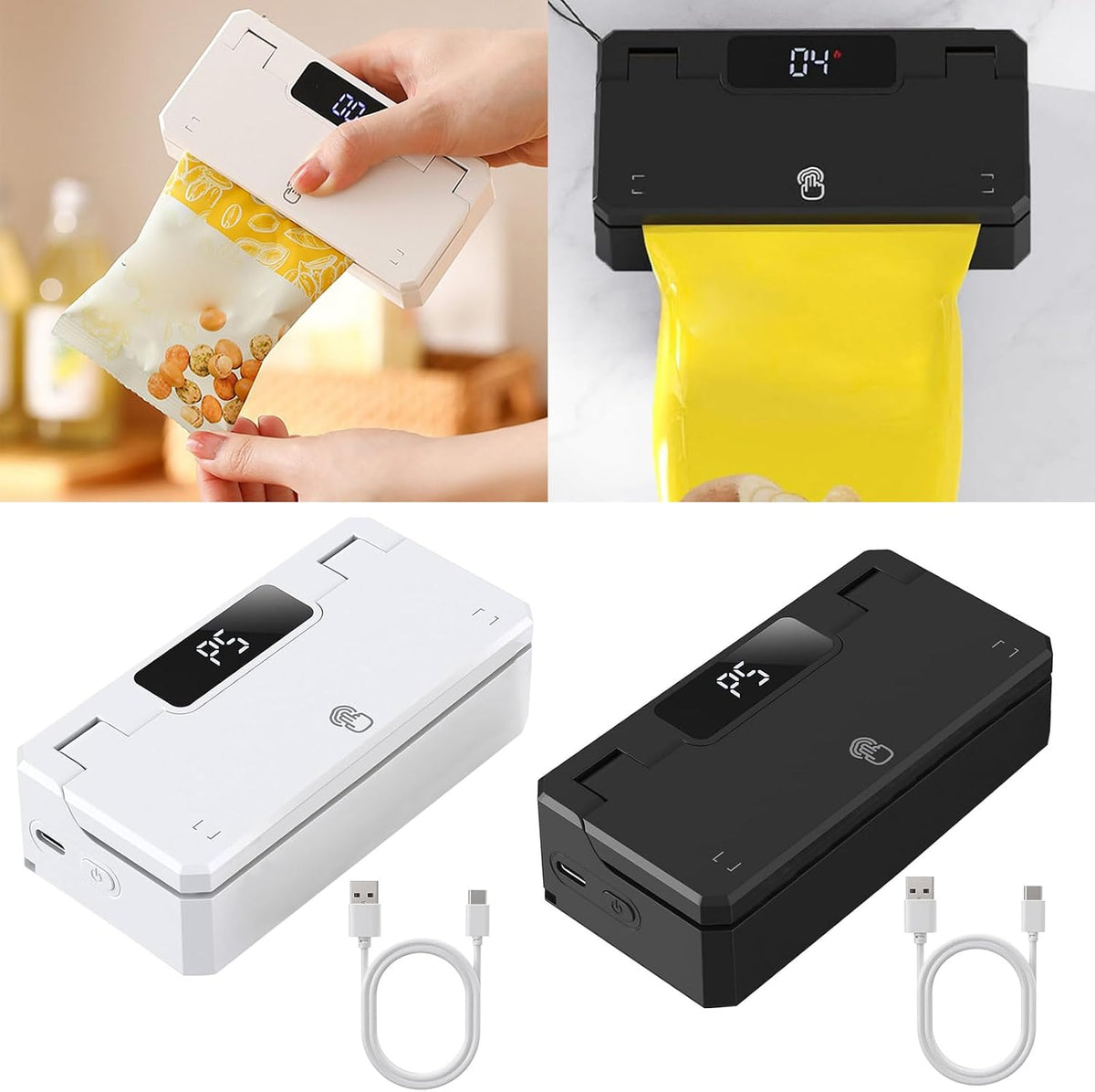 Multifuntional Chip Bag Sealer with Cutter Bag Resealer Heat Sealing Device ABS Texture Suitable for Home and Travel
