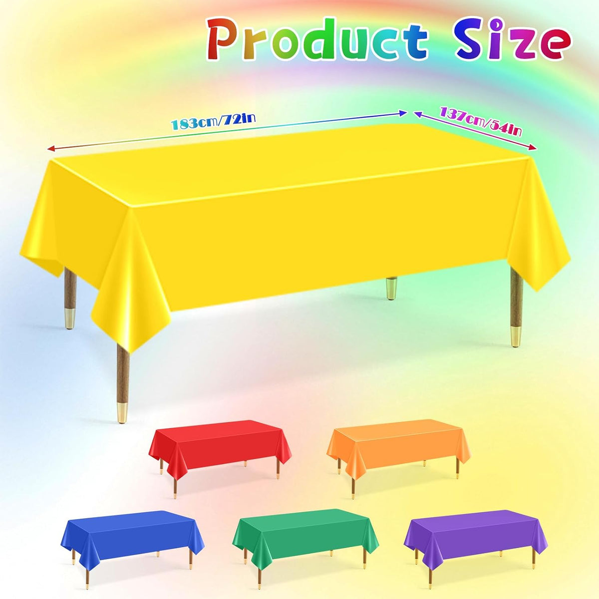 6Pc Plastic Table Cloth Disposable Tablecloth for Rectangle Tables