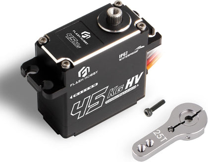 45KG Coreless Servo 8.4V High Torque Full Metal Gear Servo, IP67 Waterproof Steering RC Servo with Control Angle 270°