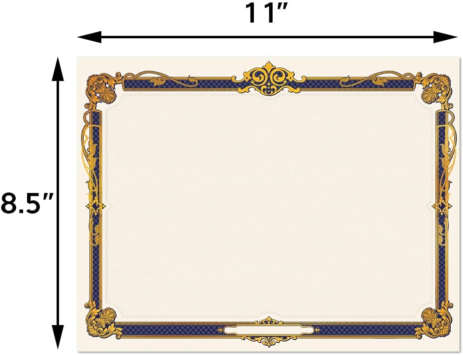 Award Certificate Paper, Gold Foil Blank Certificate Paper sheets 8.5 x 11 for Printing, Laser and Inkjet Printer