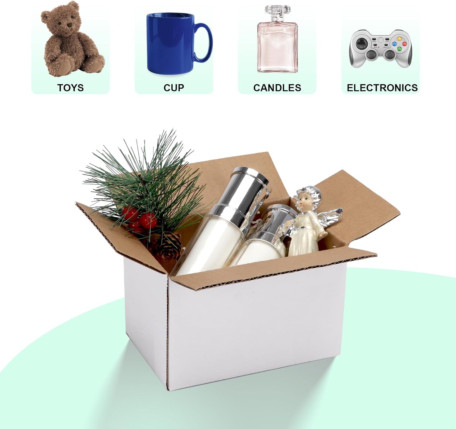 6x4x4 Shipping Boxes 50 Pack, White Cardboard Boxes Kraft Corrugated Mailer Boxes for Small Business