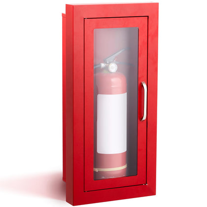 1 Pcs Semi Recessed Fire Extinguisher Cabinet Steel Box, Red