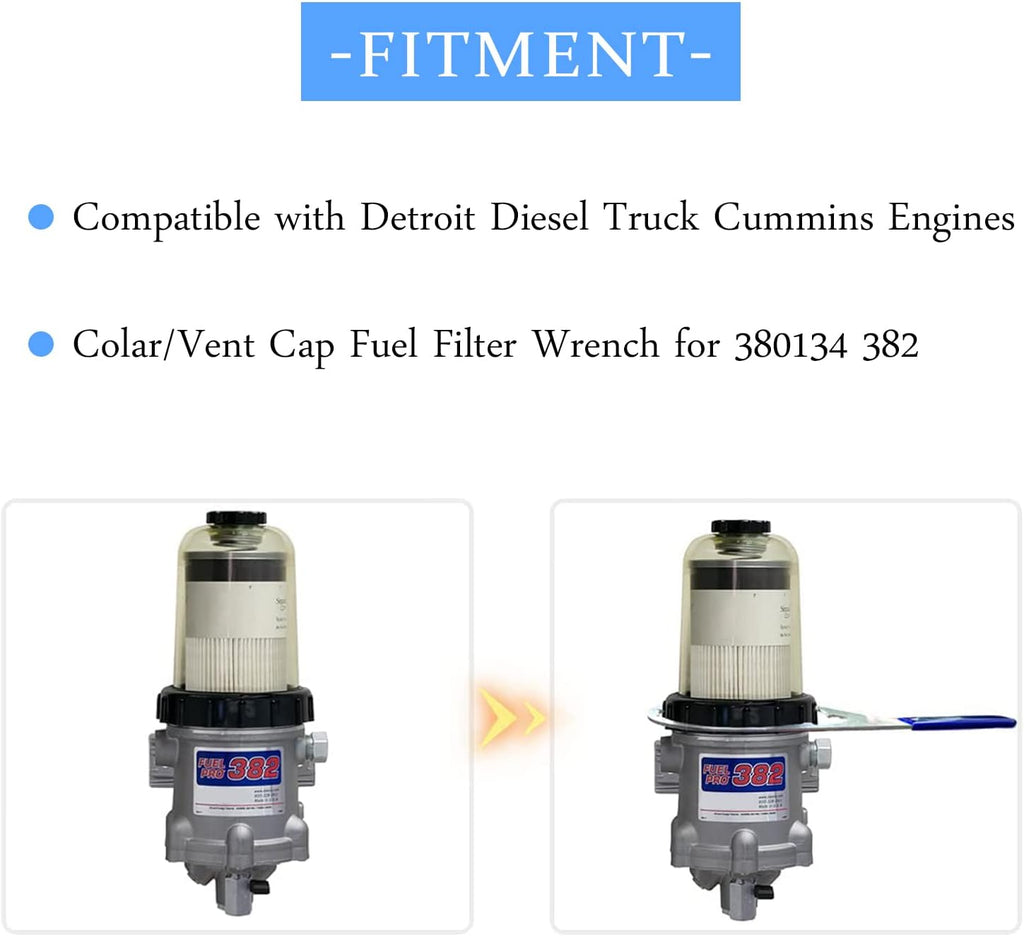 Colar/Vent Cap Fuel Filter Wrench Metal for 380134 382 Compatible with Detroit Diesel Truck Cummins Engines with 6