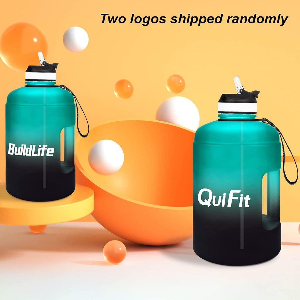 Motivational Gallon Water Bottle - with Straw & Time Marker BPA Free Large Reusable Sport Water Jug with Handle for