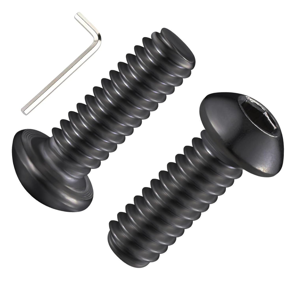 Wensilon (50Pcs) 1/4-20 * 5/8 Button Head Socket Cap Bolts Screws, 304 Black Stainless Steel, Allen Hex Drive, Bright Finish, Fully Machine Thread