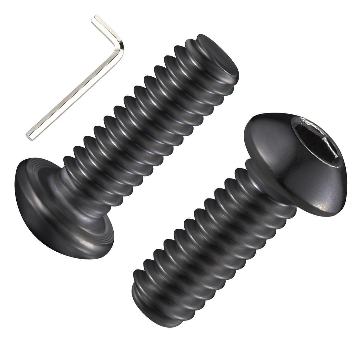 Wensilon (50Pcs) 1/4-20 * 5/8 Button Head Socket Cap Bolts Screws, 304 Black Stainless Steel, Allen Hex Drive, Bright Finish, Fully Machine Thread