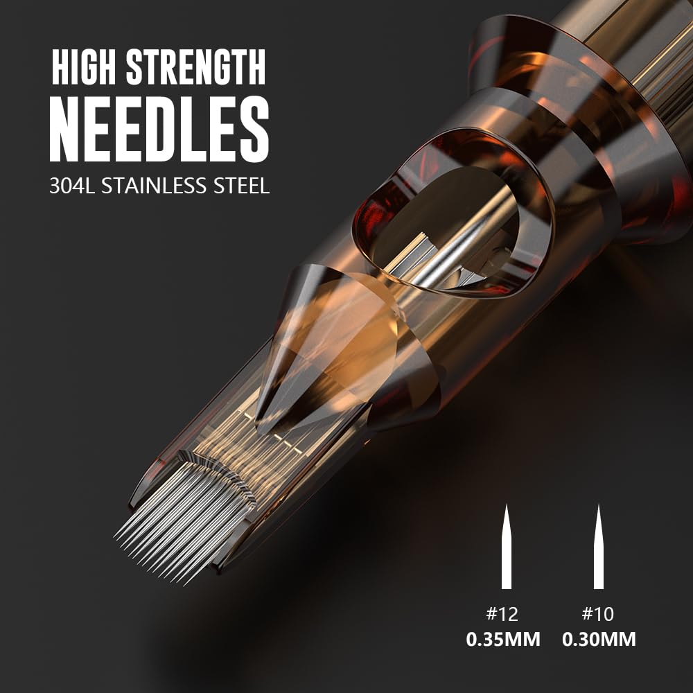 Tattoo Cartridge Needles 20pcs 25RM #10 Bugpin 25 Round Magnum Needle Diameter 0.3mm, 3.5mm M-Taper for Tattoo