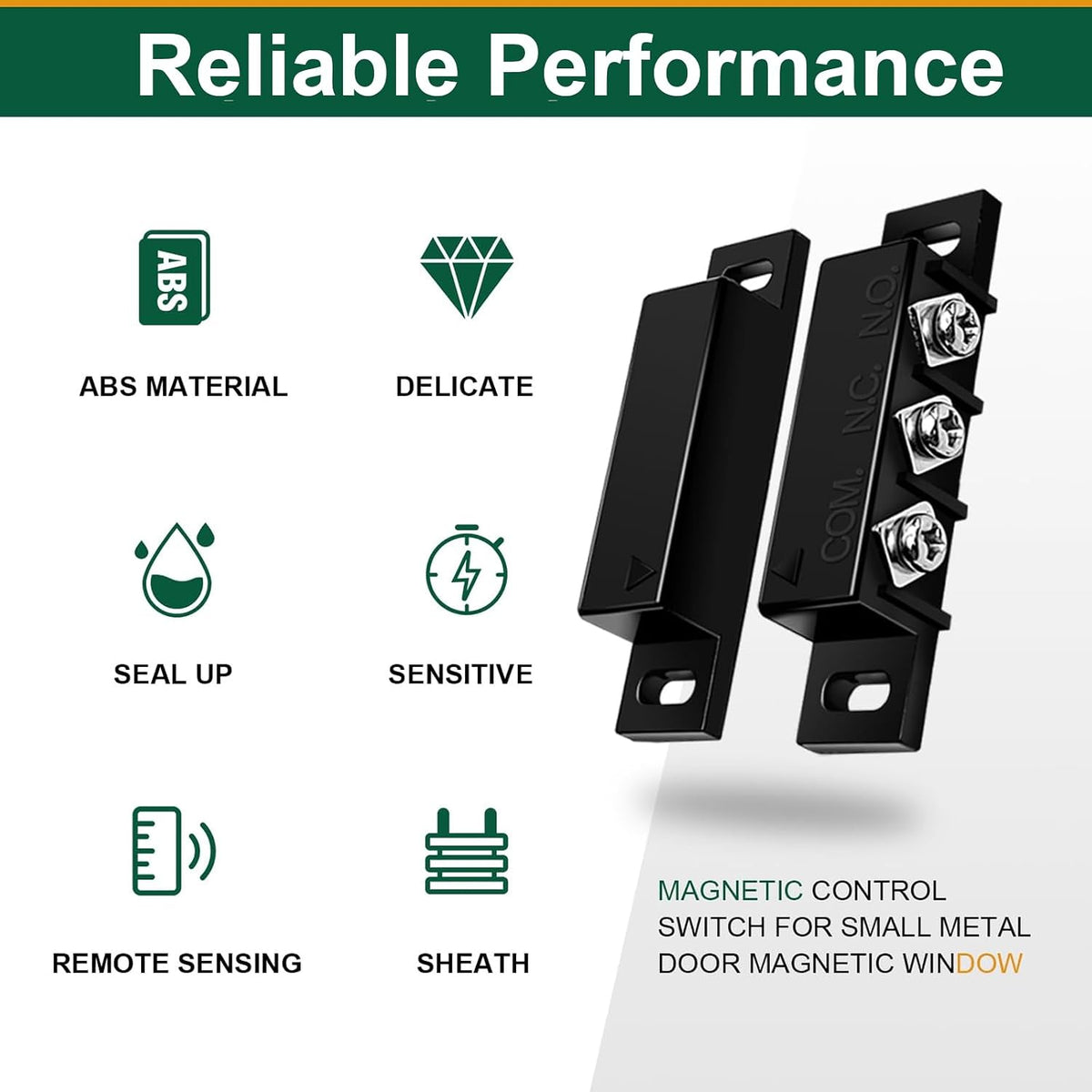 2 Sets Magnetic Reed Switch NO/NC, Wired Door Window Contact Sensor