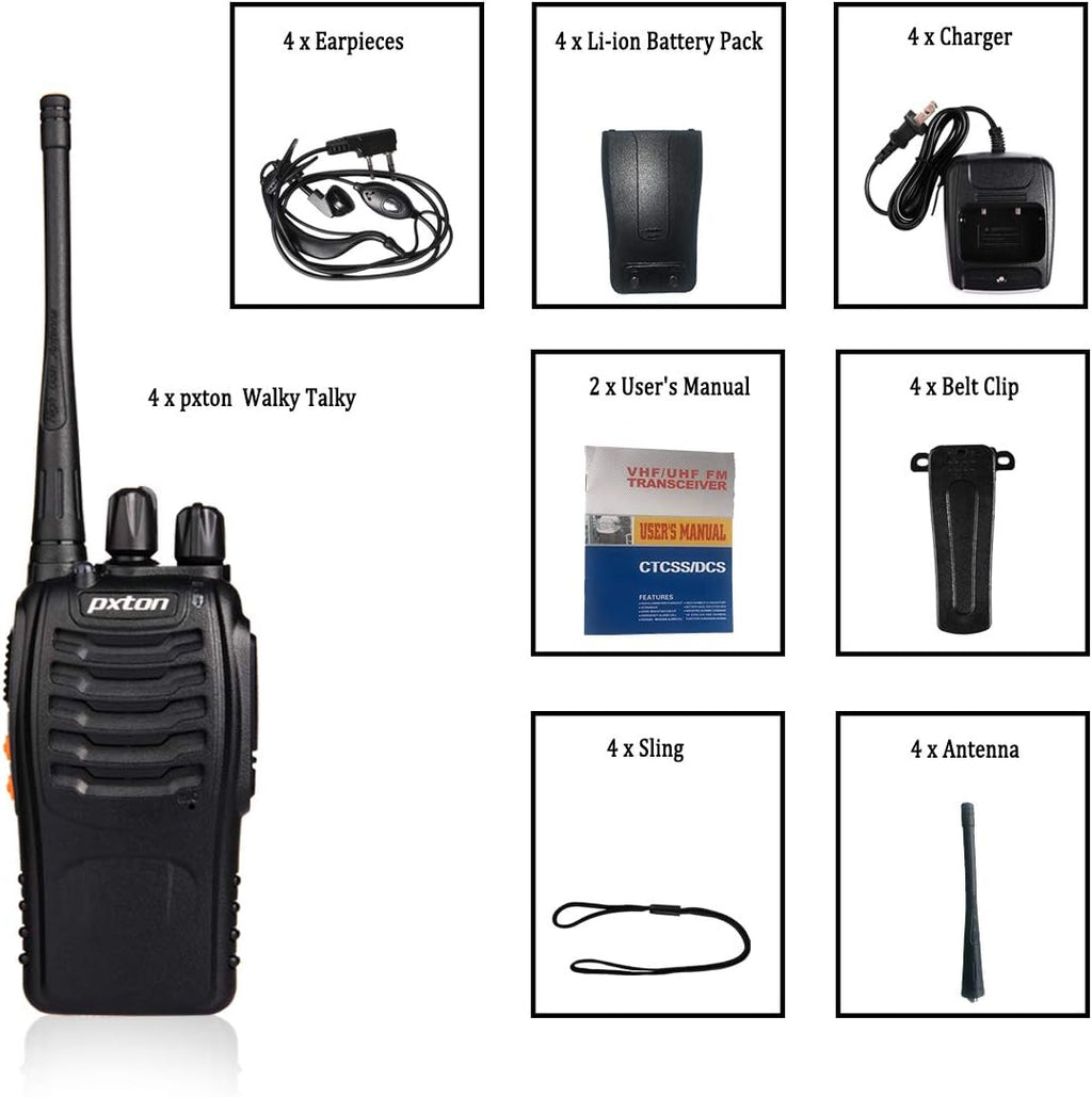 Walkie Talkies Long Range for Adults with Earpieces,16 Channel Walky Talky Rechargeable Handheld Two Way Radios with