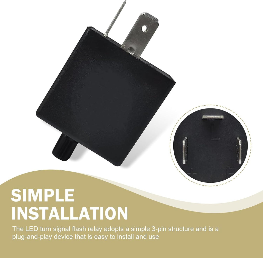 LED Flasher Relay, Three Pin Flame Retardant Fireproof CF13KT Fixed Frequency Solution Adjustable Relay, Replacement Tuning Accessory, Suitable for Most Cars (Black)